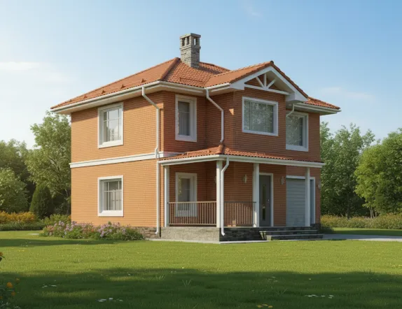 Проект двухэтажного дома из кирпича 82 м²