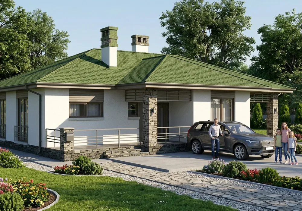 Проект одноэтажного дома из кирпича 115 м²